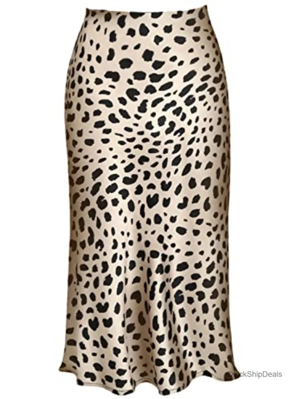 Silk Satin High Waist Elastic A-Line Midi Skirt Trendy Summer